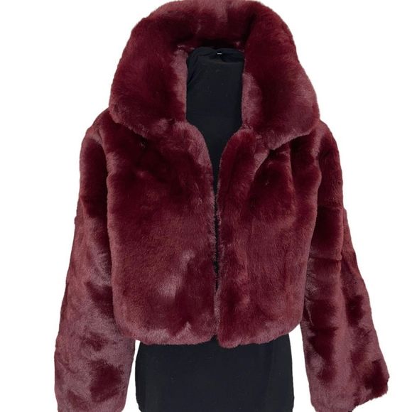 AKIRA Jackets & Blazers - AKIRA Burgundy Faux Fur Jacket - NWT